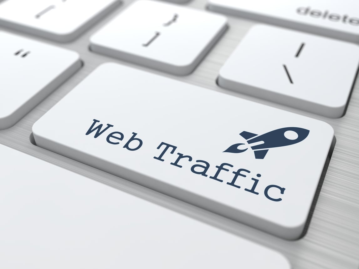 Web traffic keyboard button with rocket